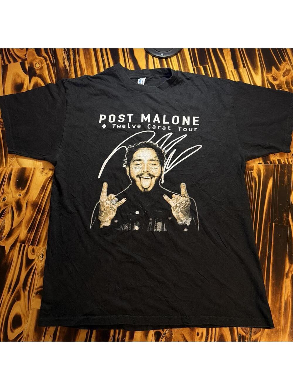 Post Malone Twelve Carat Tour 2022 Black Gildan Ultra Cotton Heavy Weight Large